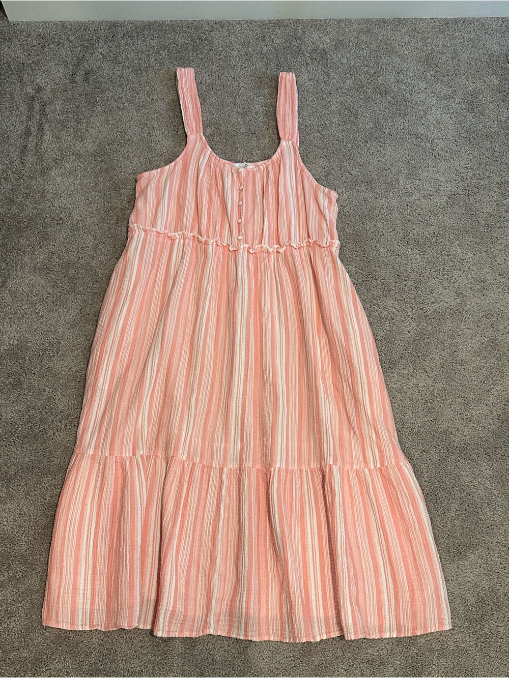 Time and Tru Pink and White Striped Sundress with Ruffle Waist